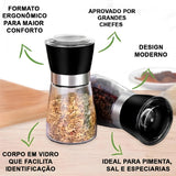 Kit 2 Moedores de Temperos – Vidro e Inox | Para Sal, Pimenta e Especiarias