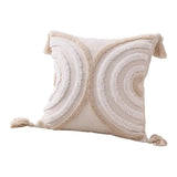 Almofada Boho Decorativa 45x45cm com Padrão de Corda e Borlas – Algodão e Linho, Zíper Oculto