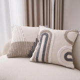 Almofada Boho Decorativa 45x45cm com Padrão de Corda e Borlas – Algodão e Linho, Zíper Oculto