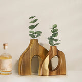 Kit com 2 Vasos de Madeira Maciça – Design Escandinavo Irregular
